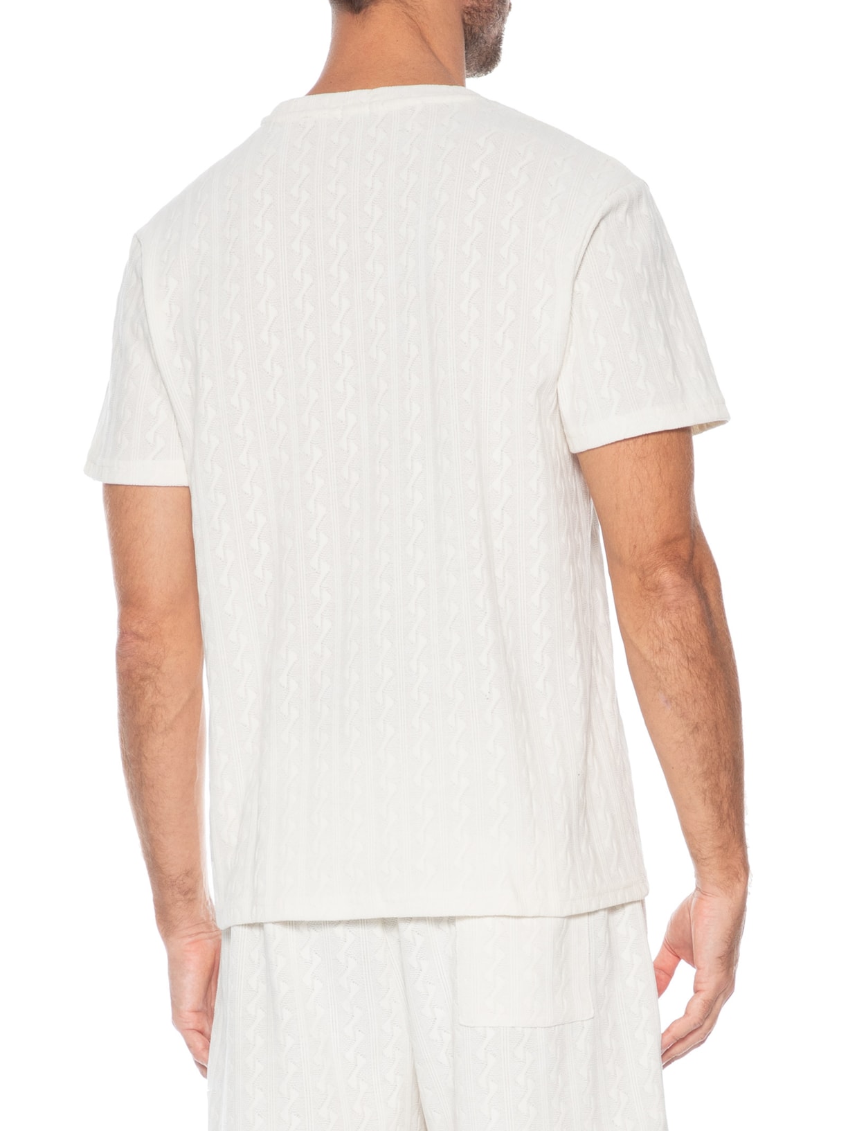 Camiseta Masculina Gola Redonda Texturizada Branco Basiq Men