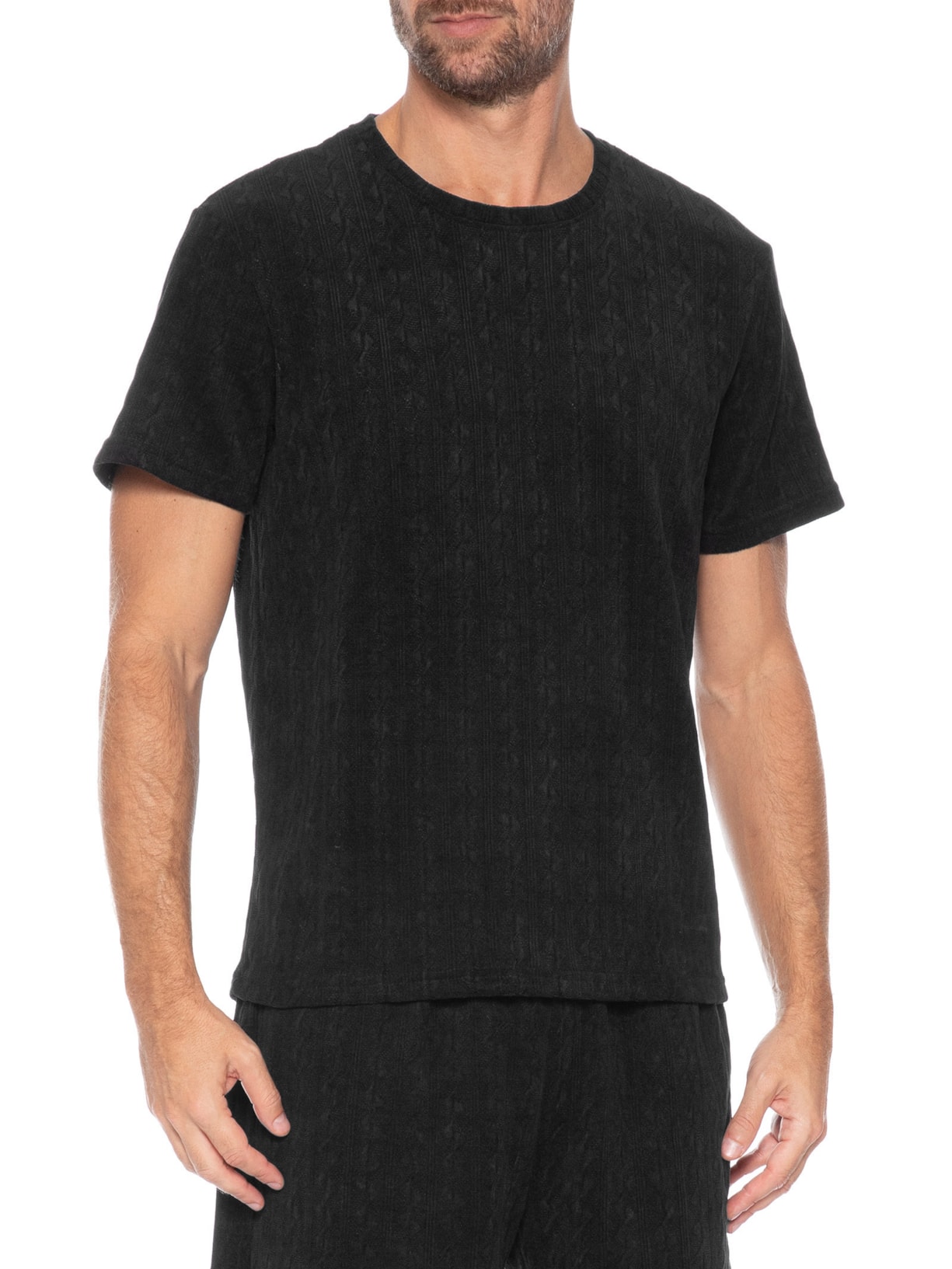 Camiseta Masculina Gola Redonda Texturizada Preto Basiq Men