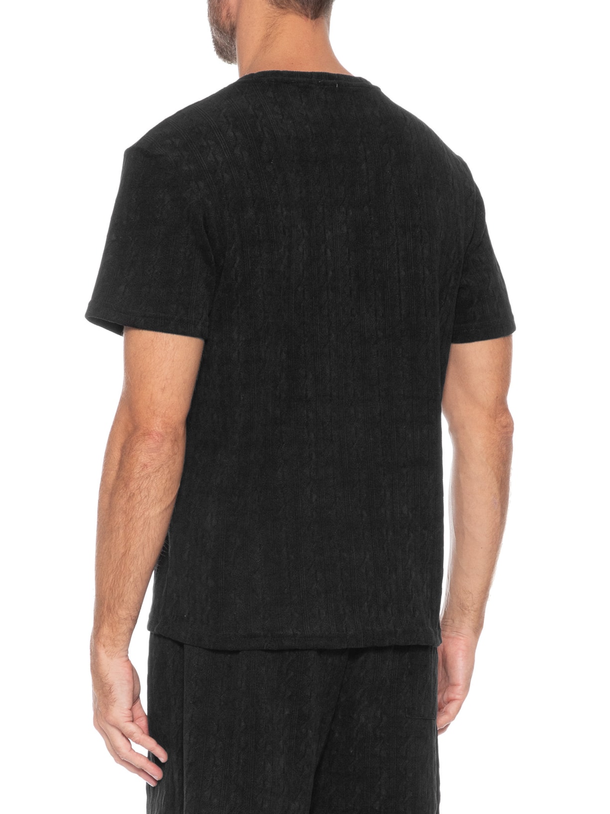 Camiseta Masculina Gola Redonda Texturizada Preto Basiq Men