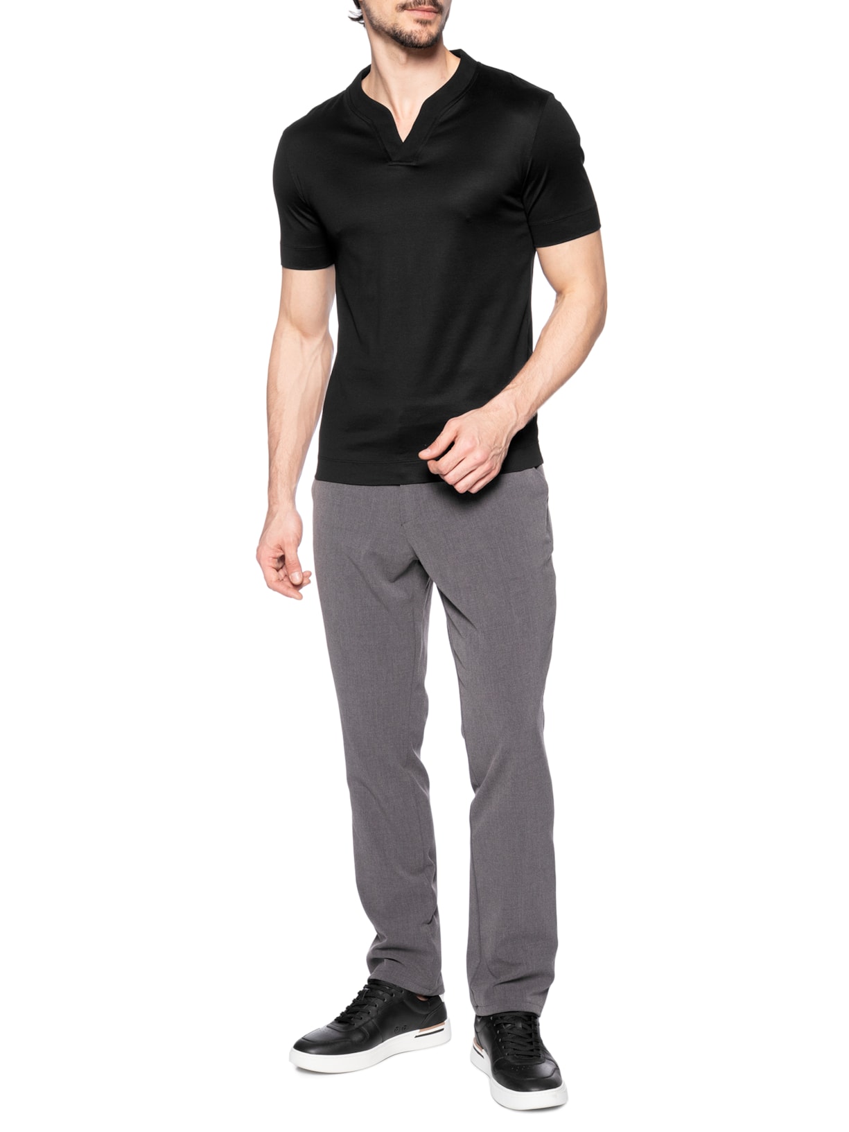 Camiseta Masculina Gola V Aberta EA Preto Emporio Armani