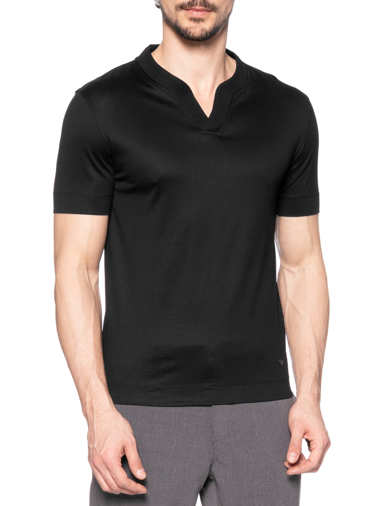 Camiseta Masculina Gola V Aberta EA Preto Emporio Armani