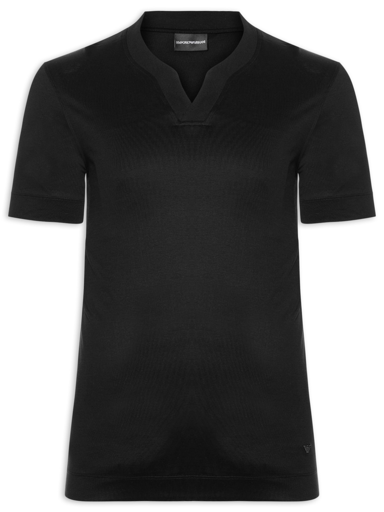 Camiseta Masculina Gola V Aberta EA Preto Emporio Armani