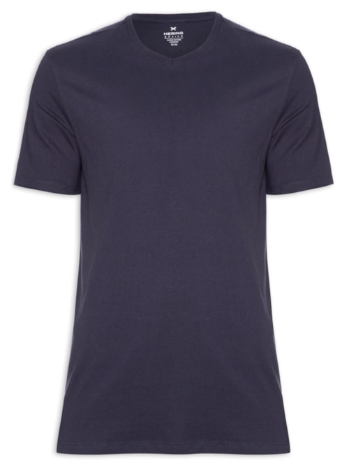 Camiseta Masculina Gola V - Azul