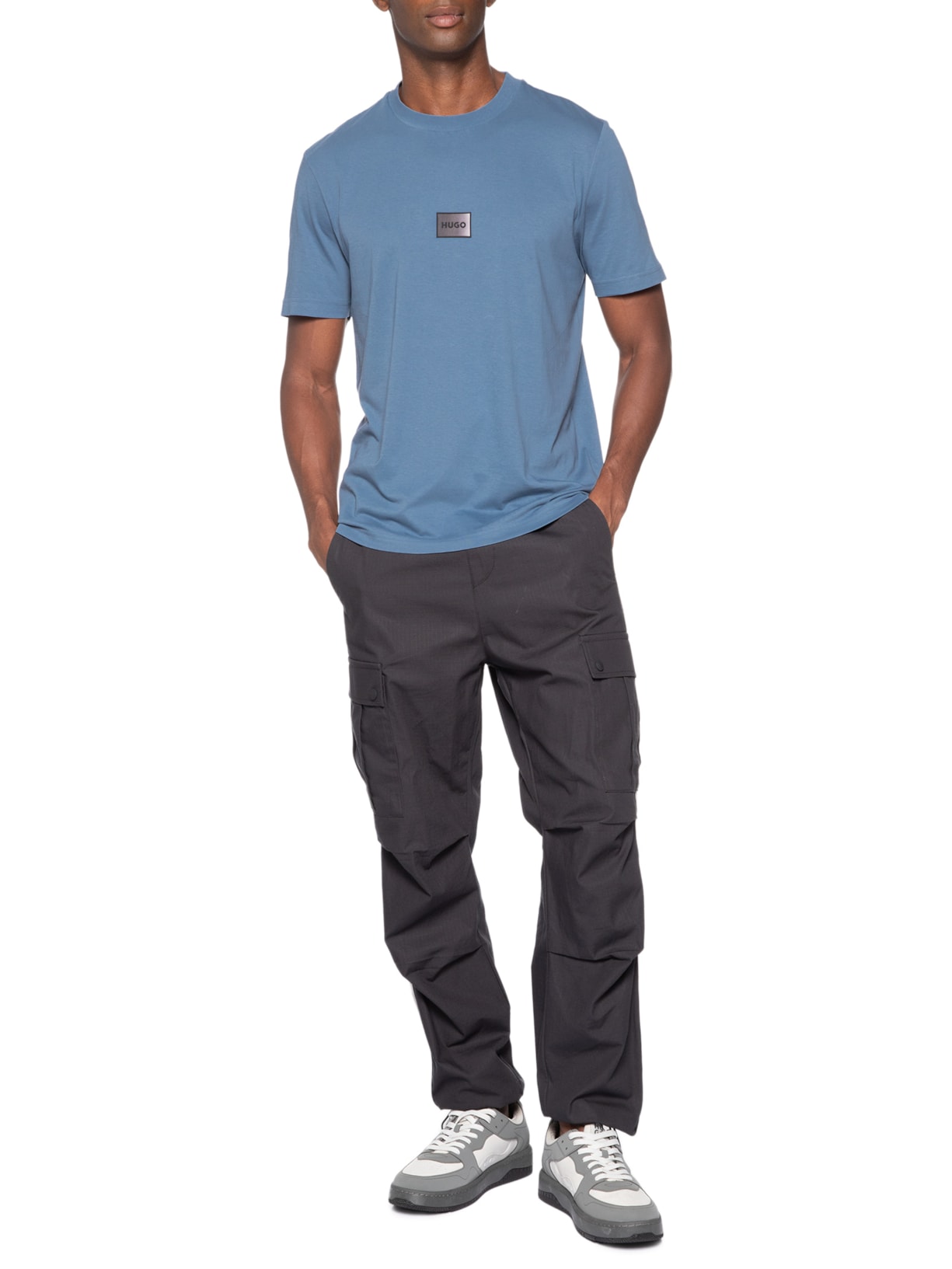 Camiseta Masculina Gradient Logo Crew Neck Danotie Azul Hugo