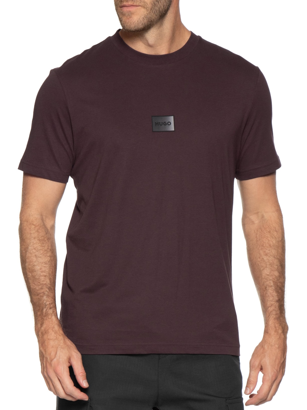 Camiseta Masculina Gradient Logo Crew Neck Marrom Hugo