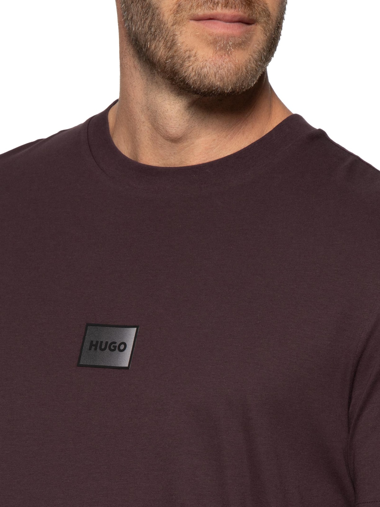 Camiseta Masculina Gradient Logo Crew Neck Marrom Hugo