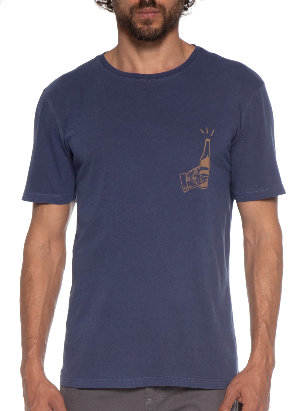 Camiseta Masculina Hand Bottle Azul Spirito Santo