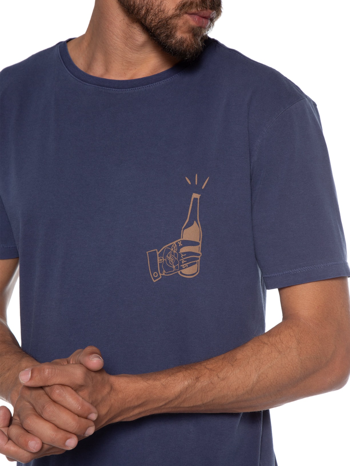 Camiseta Masculina Hand Bottle Azul Spirito Santo