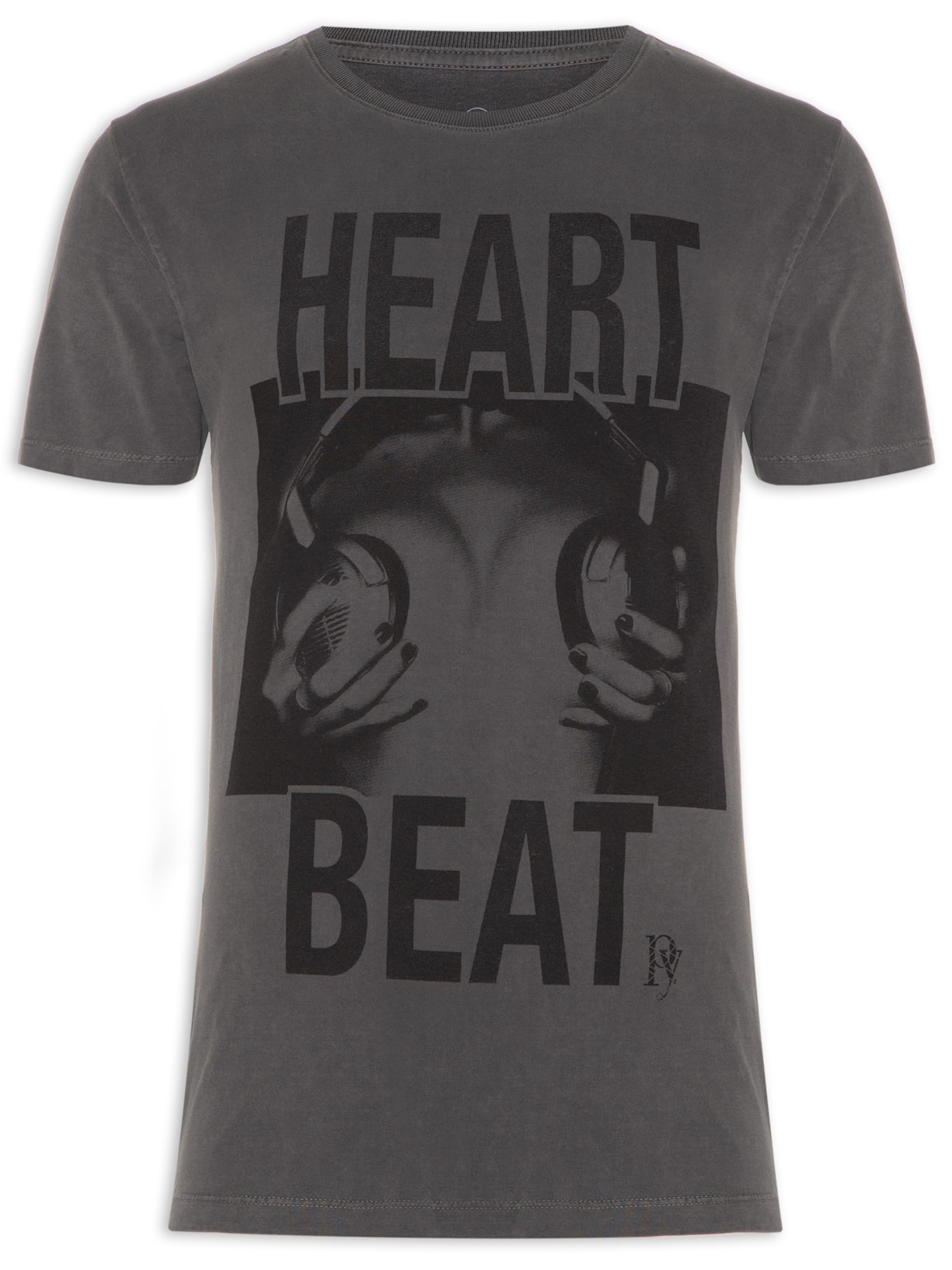 Camiseta Masculina Heart Beat - Cinza