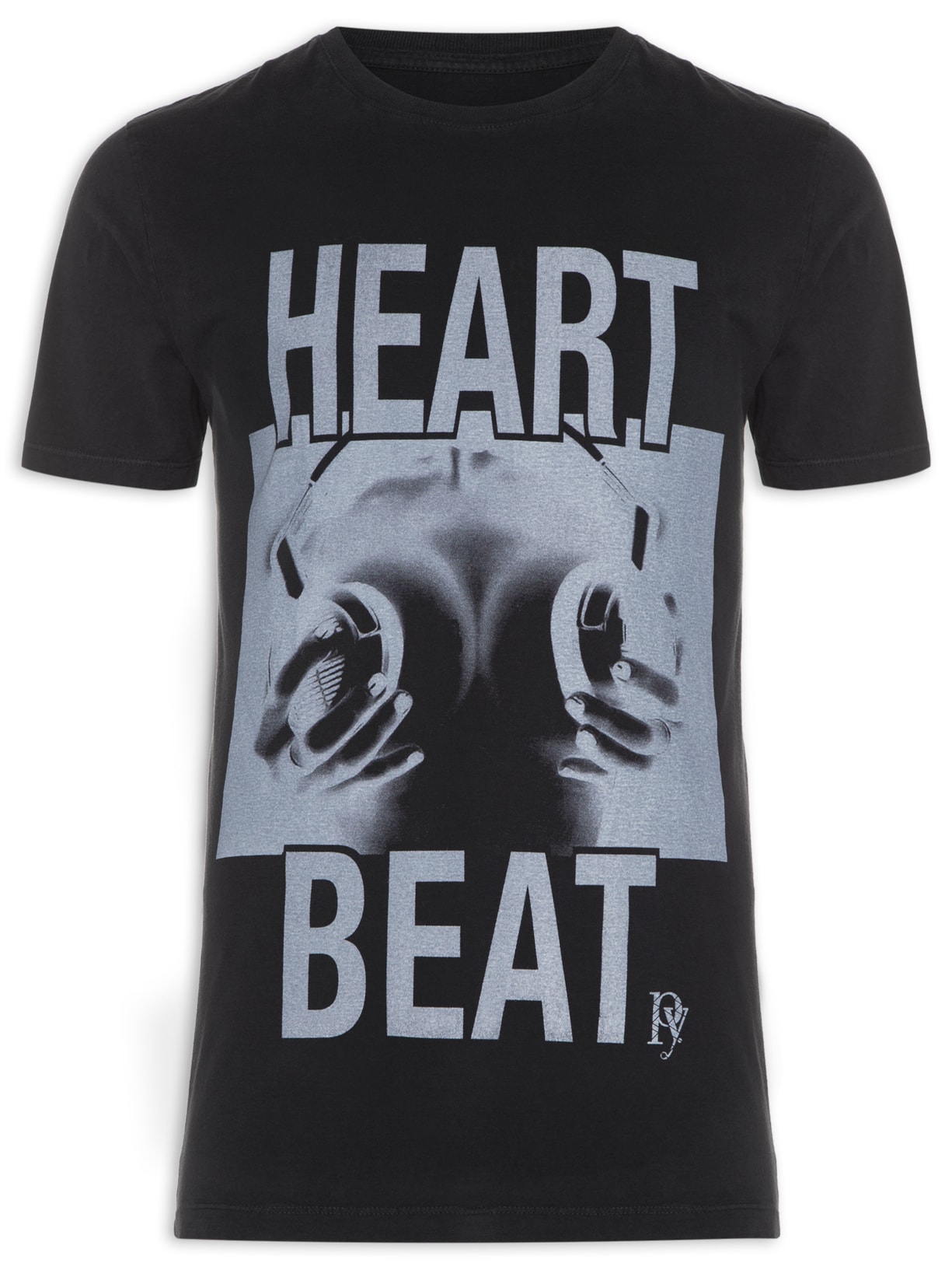 Camiseta Masculina Heart Beat - Preto