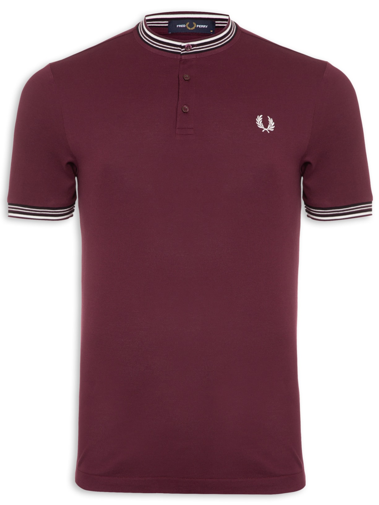 Camiseta Masculina Henley Collar Polo Shirt Vinho Fred Perry