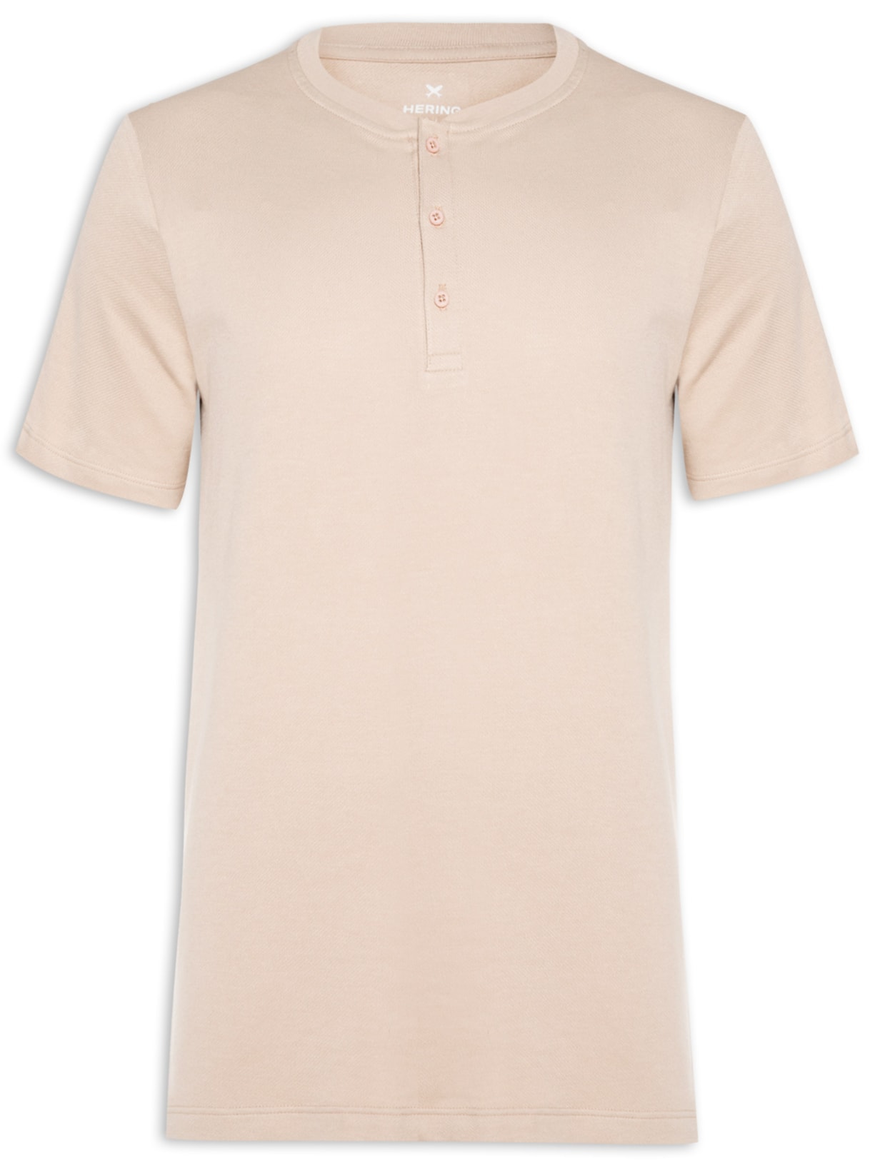 Camiseta Masculina Henley em Algodão - Bege