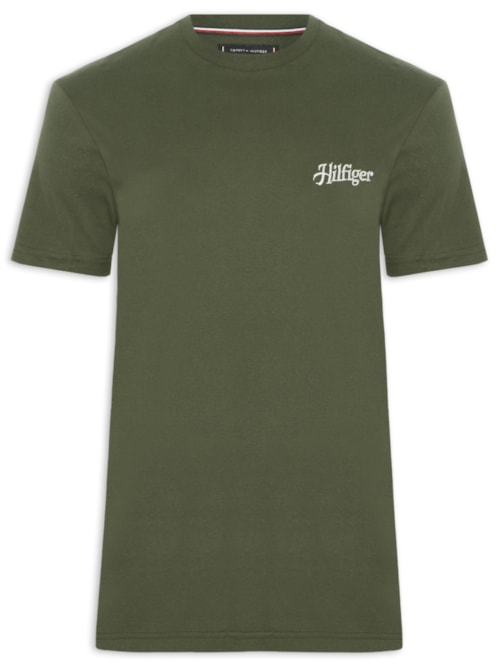 Camiseta Masculina Hilfiger Summer Logo Regular Fit Em Algodão - Verde