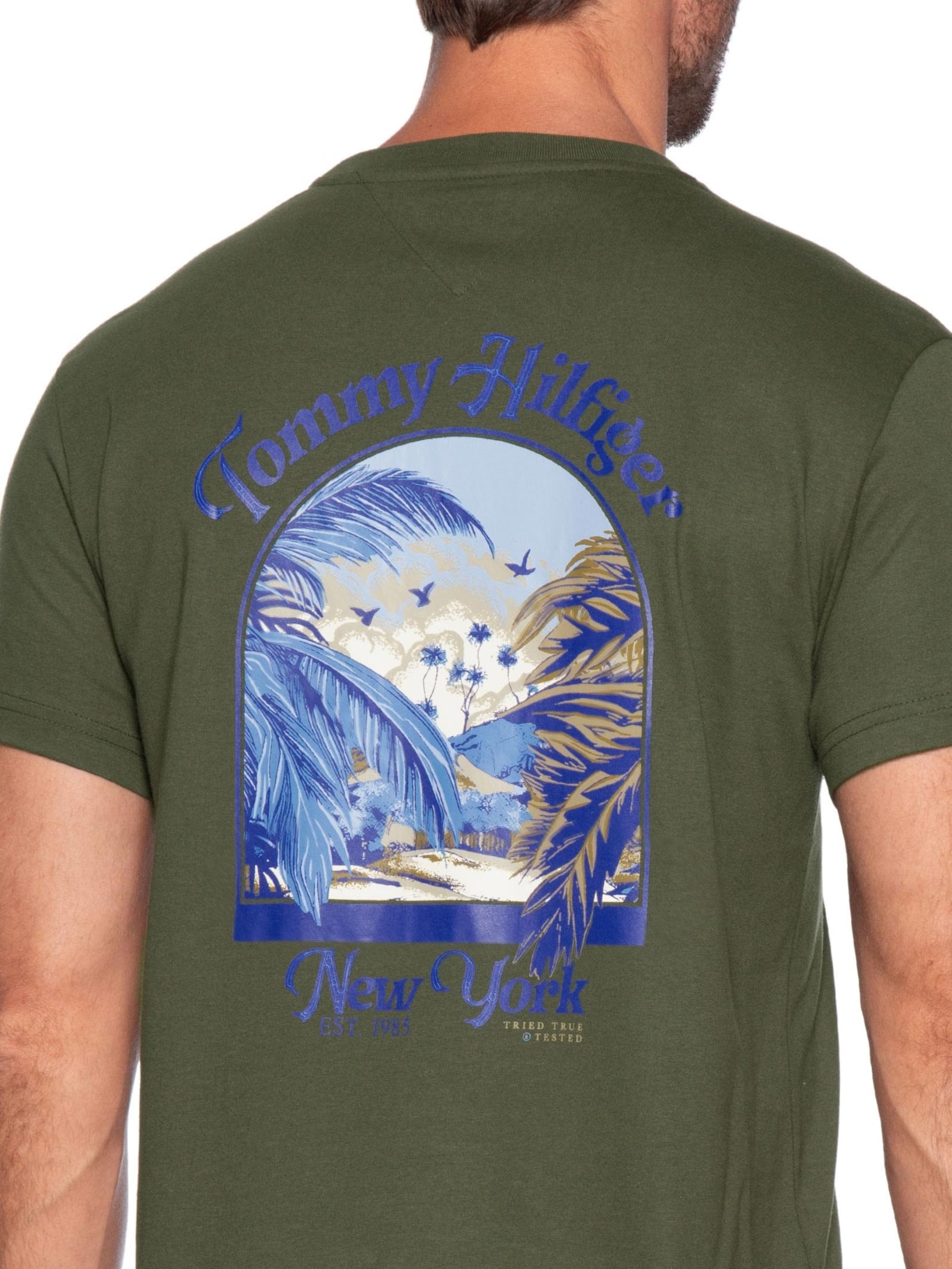 Camiseta Masculina Hilfiger Summer Logo Regular Fit Em Algodão Verde Tommy Hilfiger