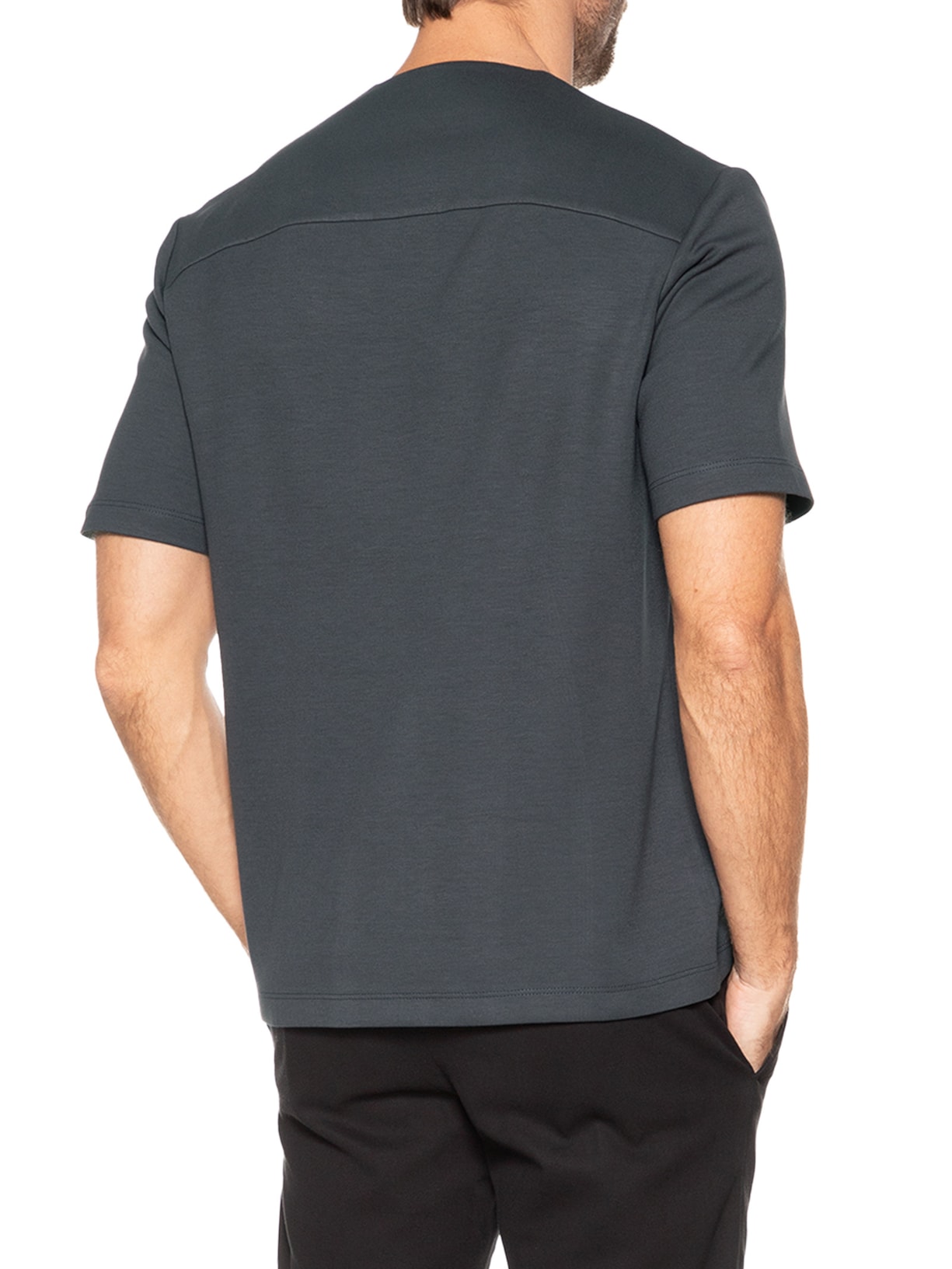 Camiseta Masculina Homemeeting Em Malha Interlock Com Zíper Invisível Cinza Ricardo Almeida