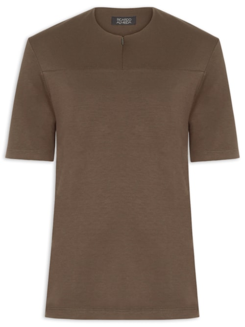 Camiseta Masculina Homemeeting Em Malha Interlock Com Zíper Invisível - Verde