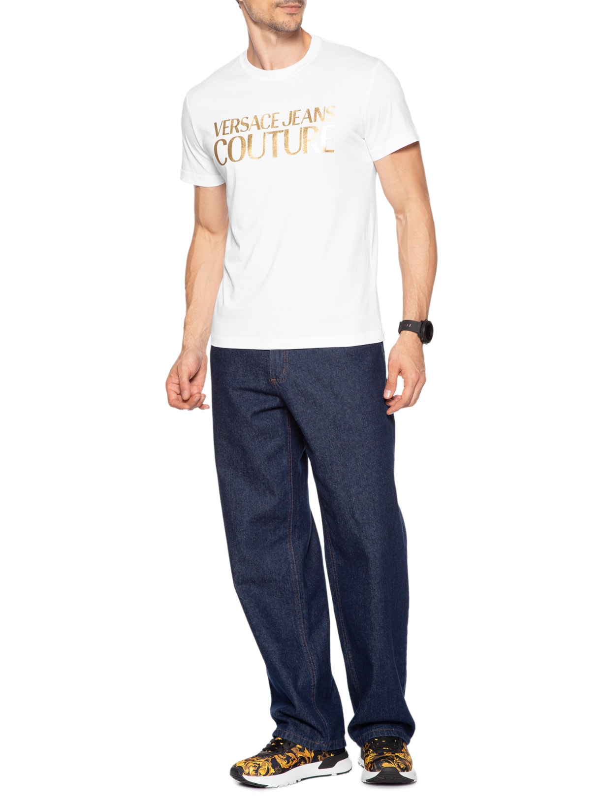 Camiseta Masculina Inst. Logo Thick Foil Branco Versace Jeans Couture