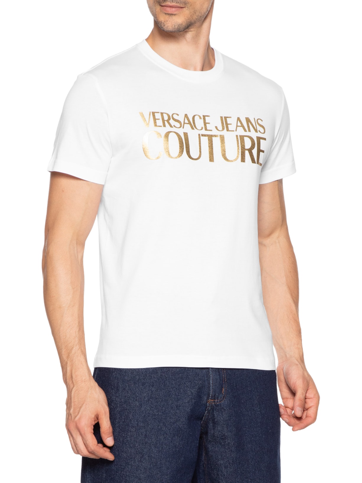 Camiseta Masculina Inst. Logo Thick Foil Branco Versace Jeans Couture