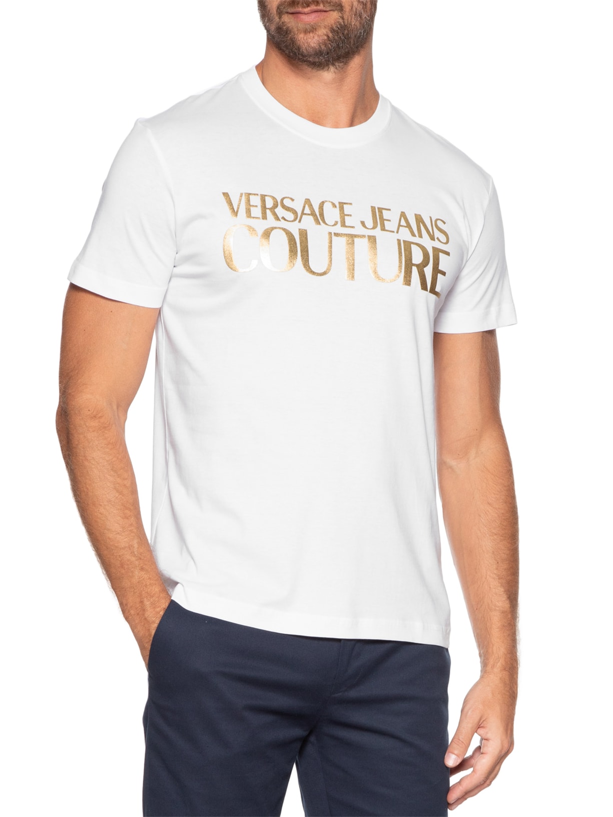 Camiseta Masculina Inst. Logo Thick Foil Branco Versace Jeans Couture