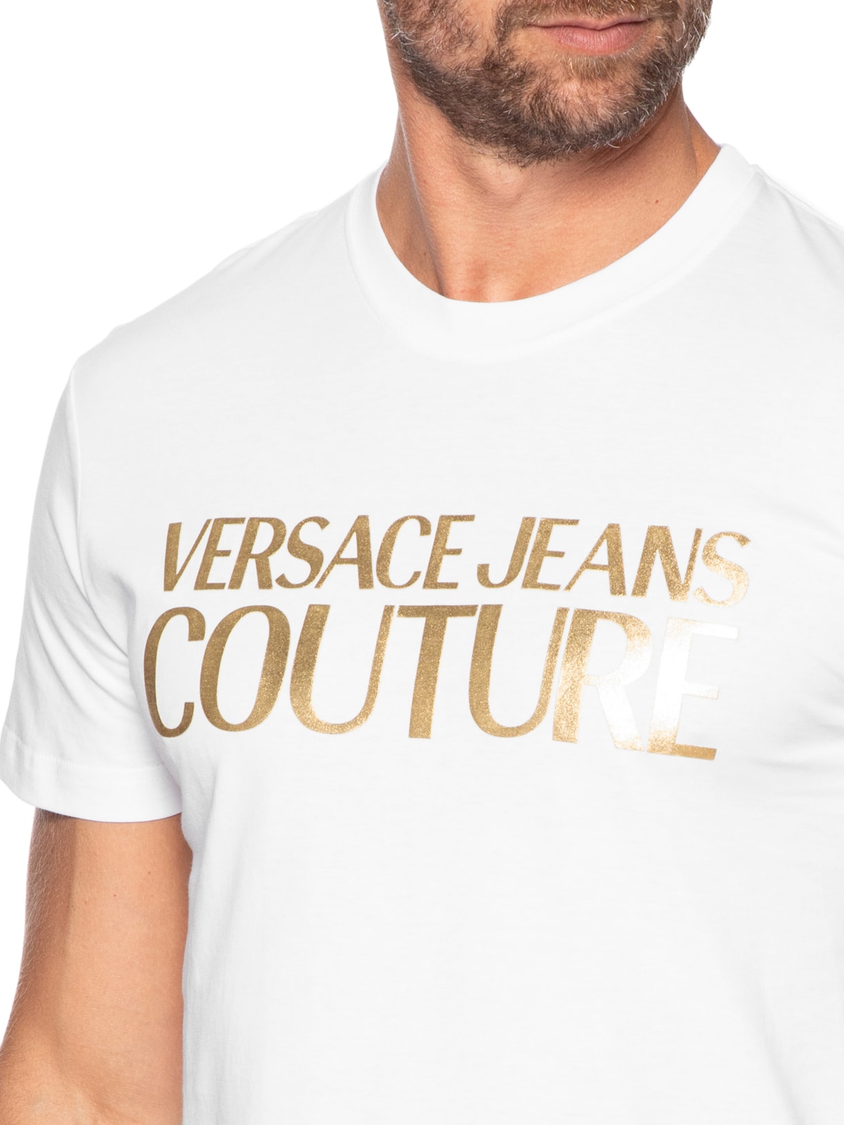 Camiseta Masculina Inst. Logo Thick Foil Branco Versace Jeans Couture