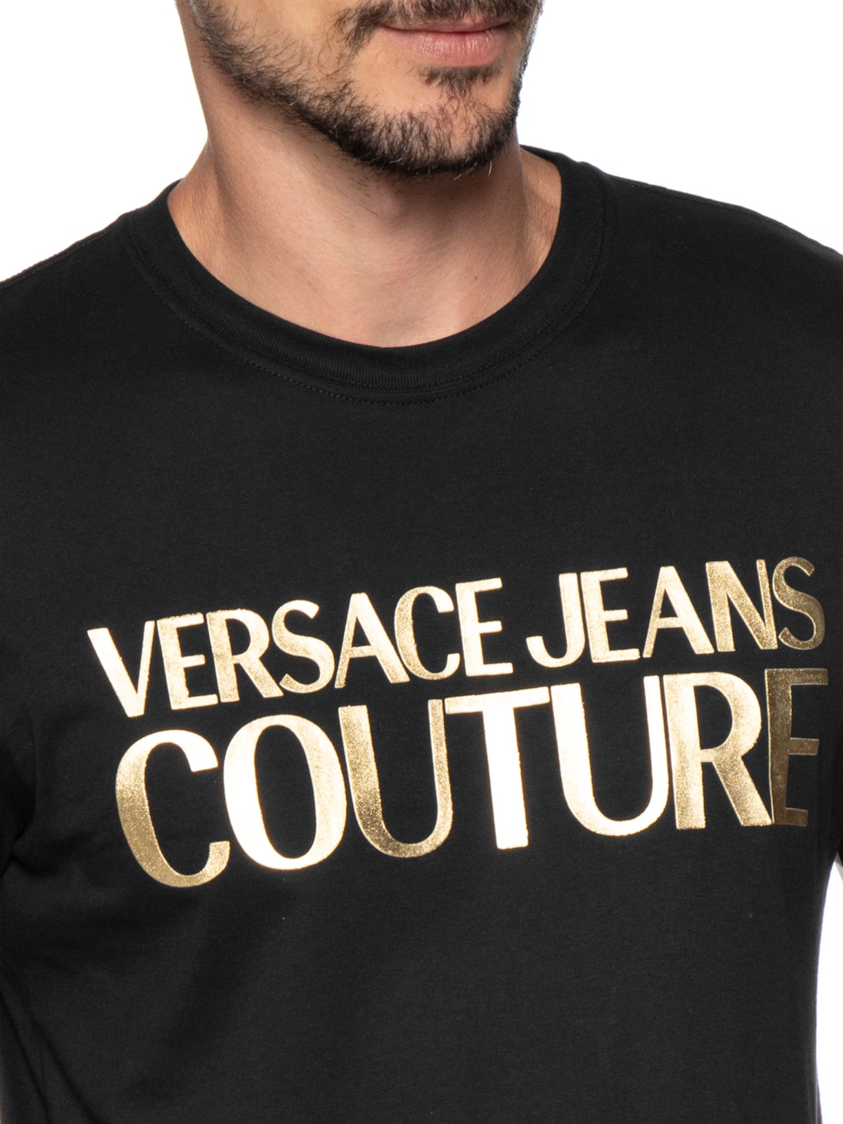 Camiseta Masculina Inst. Logo Thick Foil Preto Versace Jeans Couture