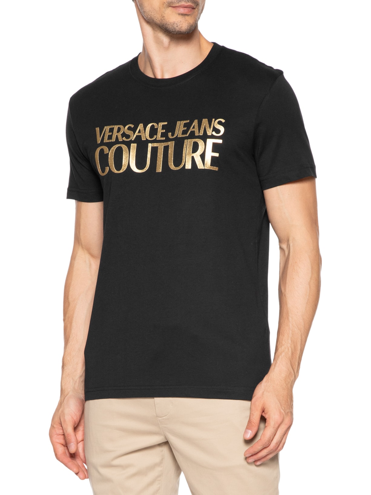 Camiseta Masculina Inst. Logo Thick Foil Preto Versace Jeans Couture