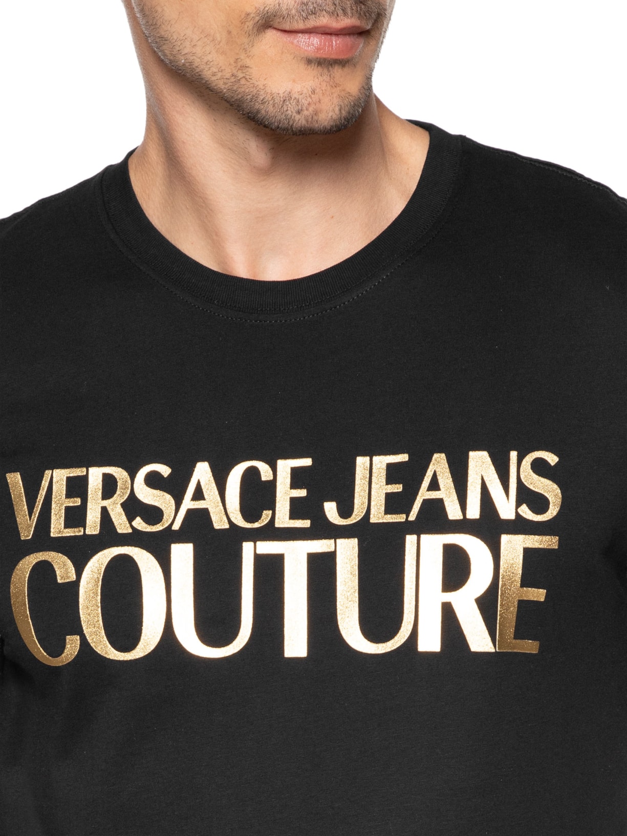 Camiseta Masculina Inst. Logo Thick Foil Preto Versace Jeans Couture