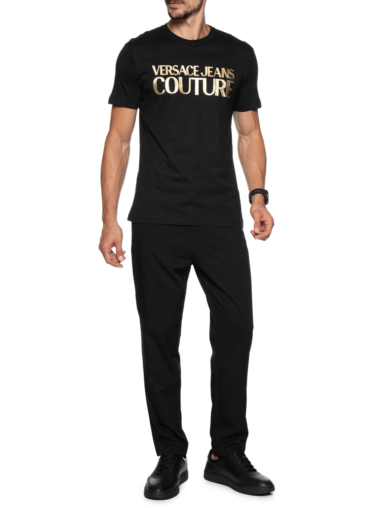 Camiseta Masculina Inst. Logo Thick Foil Preto Versace Jeans Couture