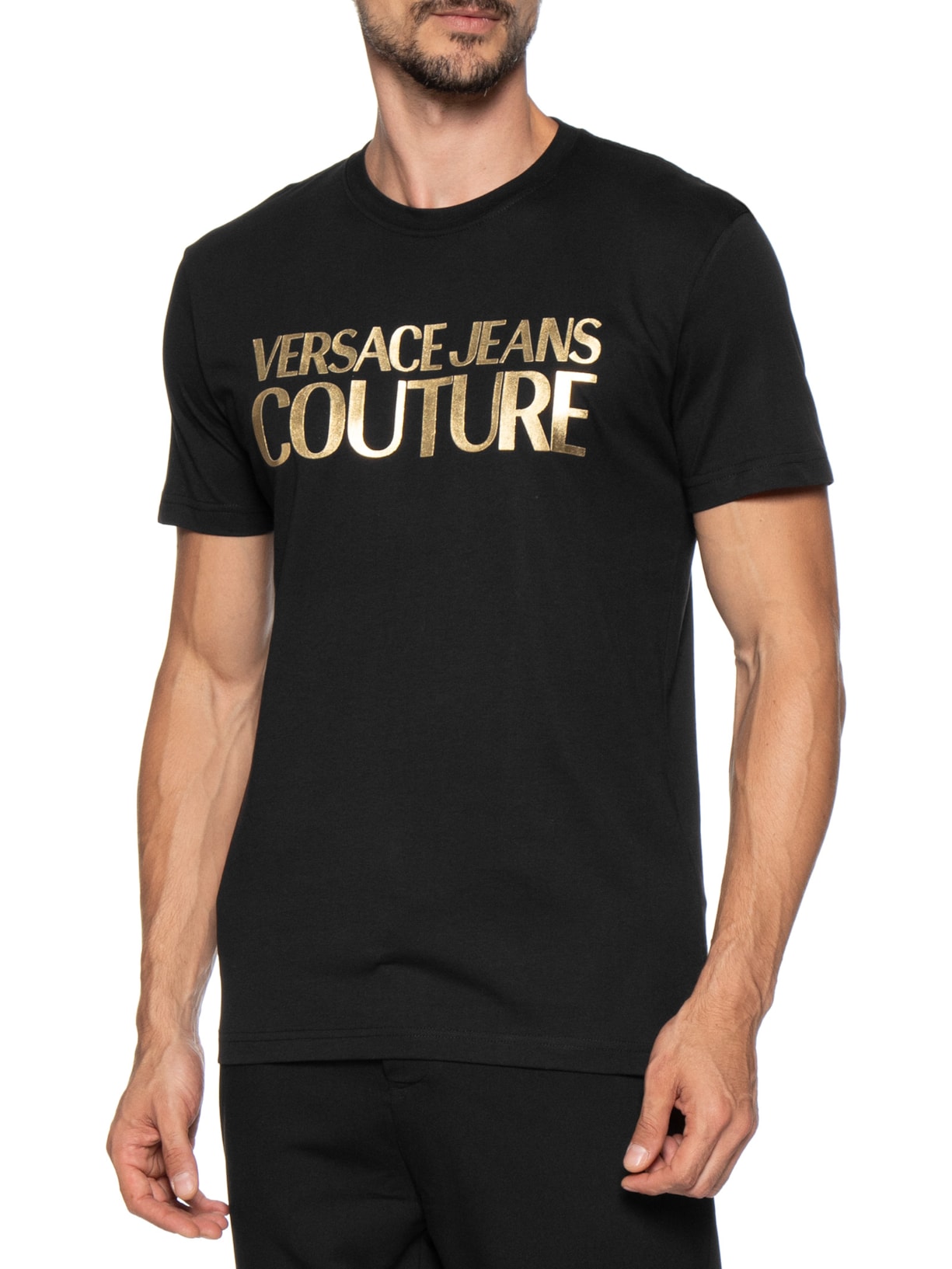 Camiseta Masculina Inst. Logo Thick Foil Preto Versace Jeans Couture
