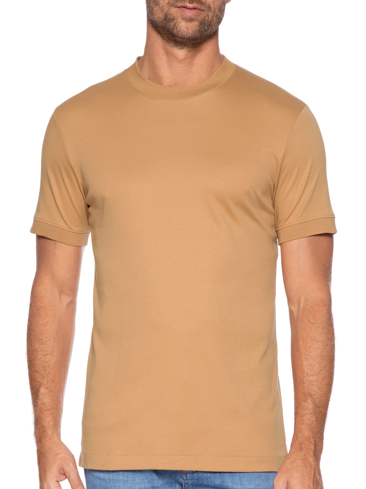 Camiseta Masculina Inter Rib Bege Ricardo Almeida