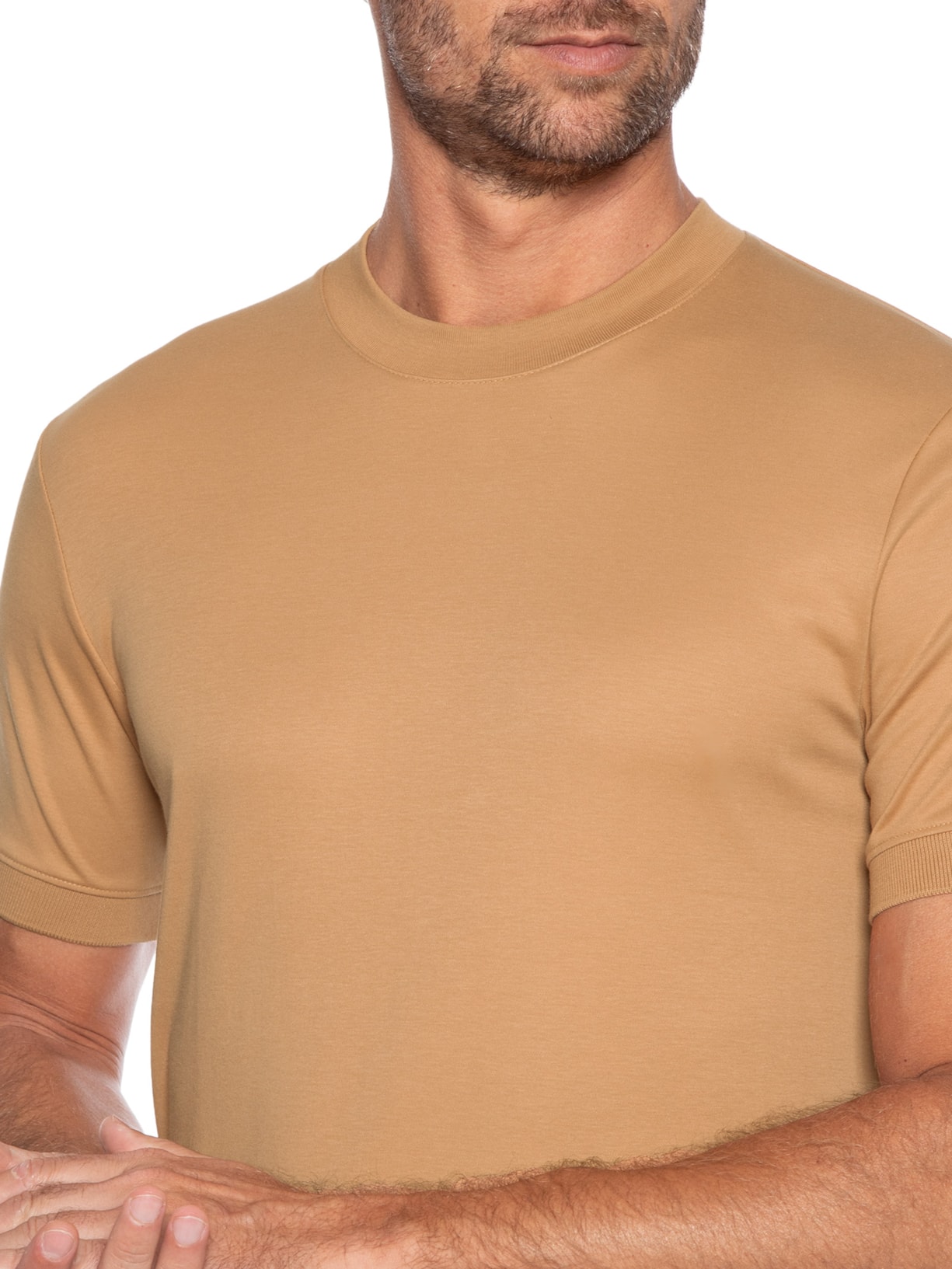 Camiseta Masculina Inter Rib Bege Ricardo Almeida