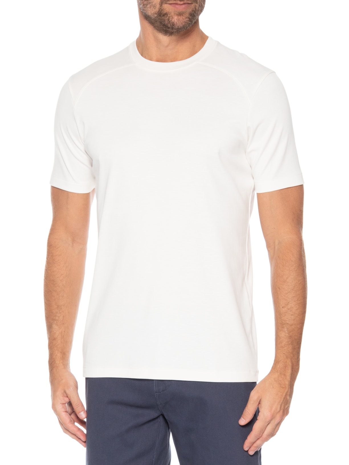 Camiseta Masculina Interlock 50/1 Em Algodão Pima Branco Ricardo Almeida