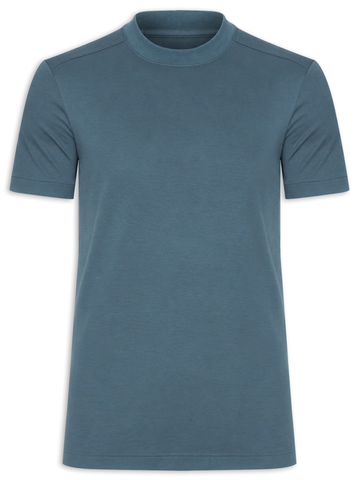 Camiseta Masculina Interlock com Recorte Azul Ricardo Almeida