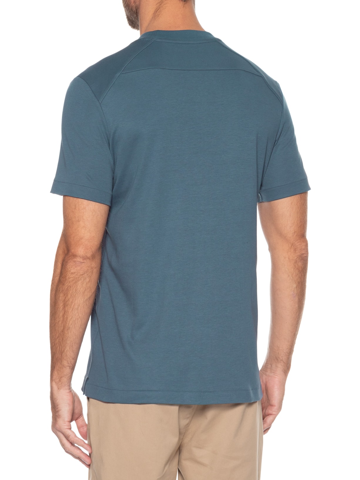 Camiseta Masculina Interlock com Recorte Azul Ricardo Almeida
