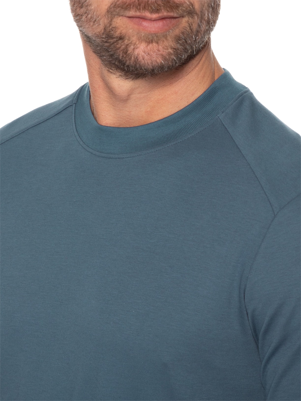 Camiseta Masculina Interlock com Recorte Azul Ricardo Almeida