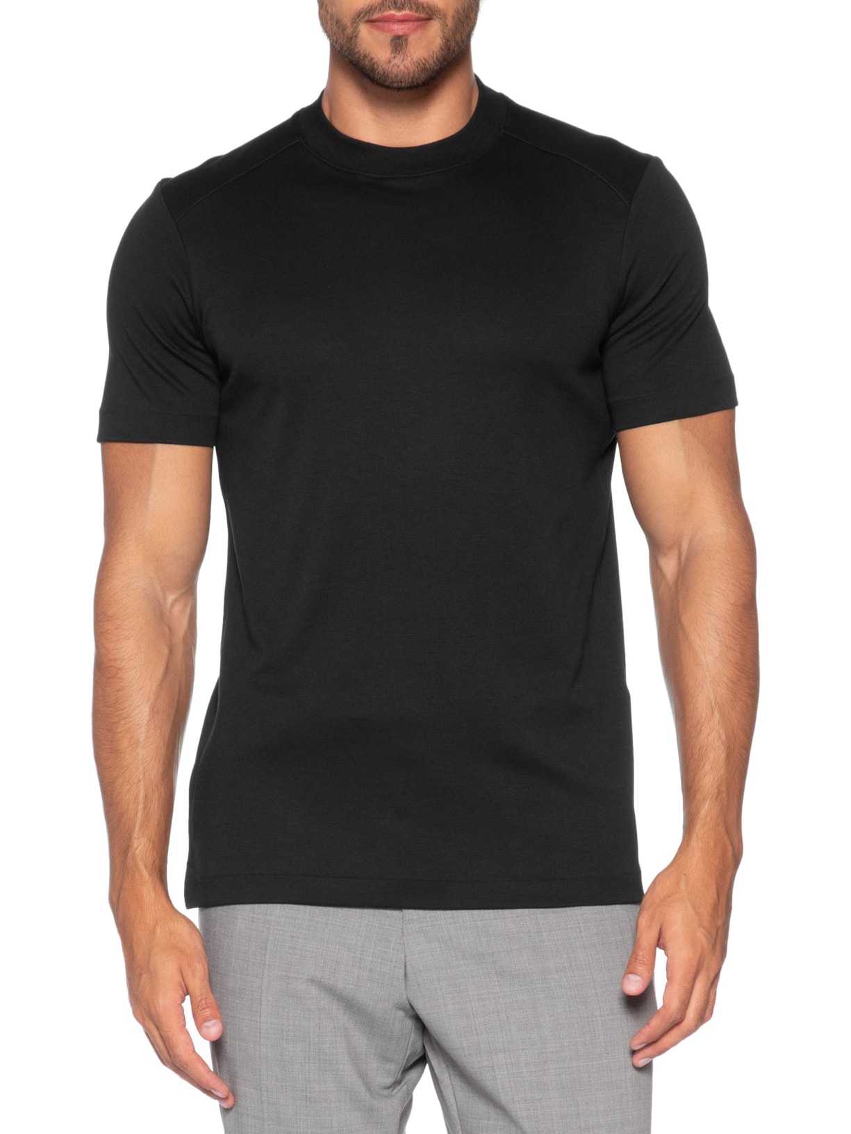 Camiseta Masculina Interlock com Recorte – Preto Ricardo Almeida