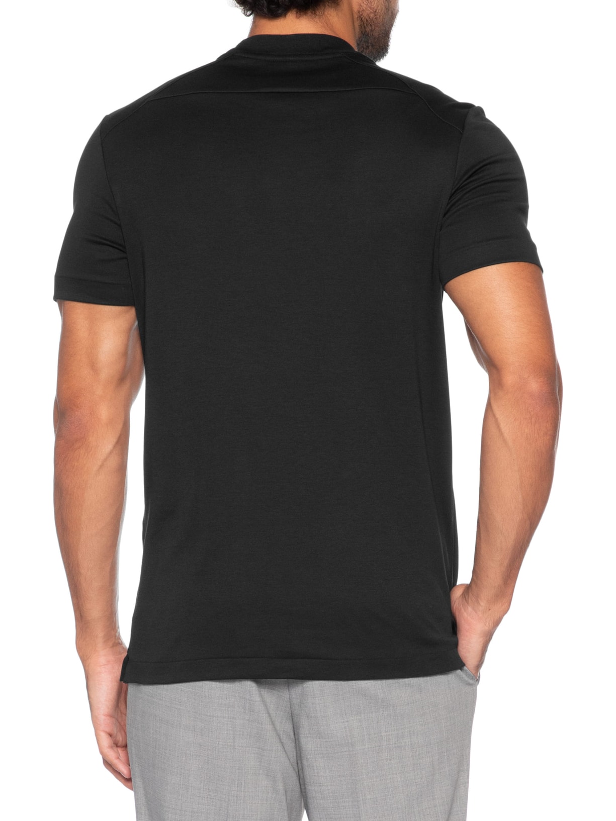 Camiseta Masculina Interlock com Recorte – Preto Ricardo Almeida