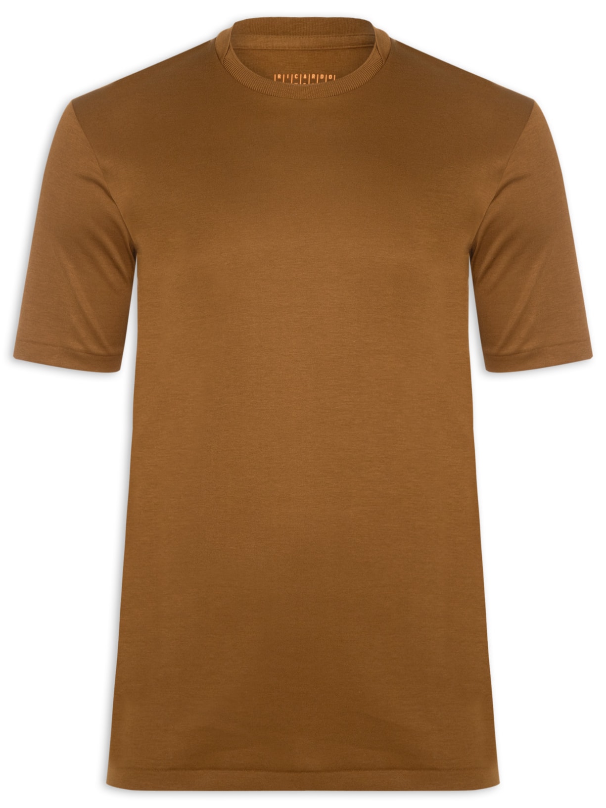 Camiseta Masculina Interlock De Gola Em Algodão Pima Bege Ricardo Almeida