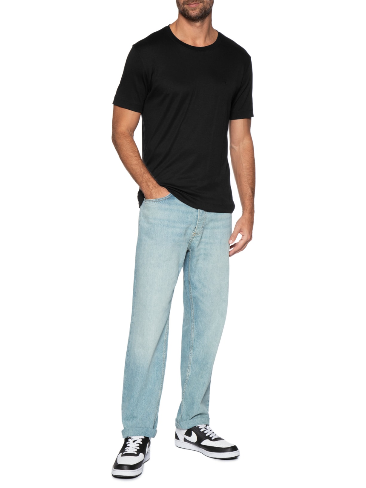 Camiseta Masculina Interlock Em Algodão Pima Preto Aramis