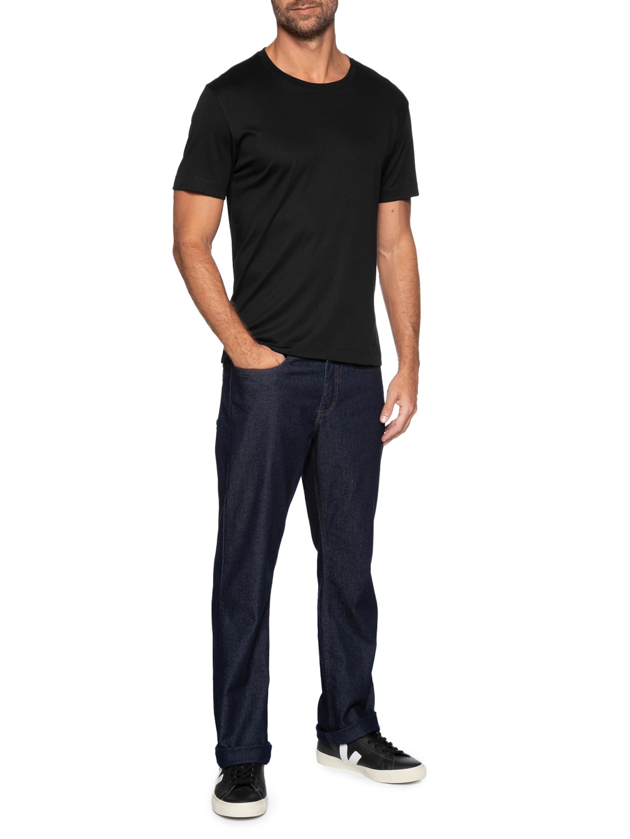 Camiseta Masculina Interlock Em Algodão Pima Preto Aramis