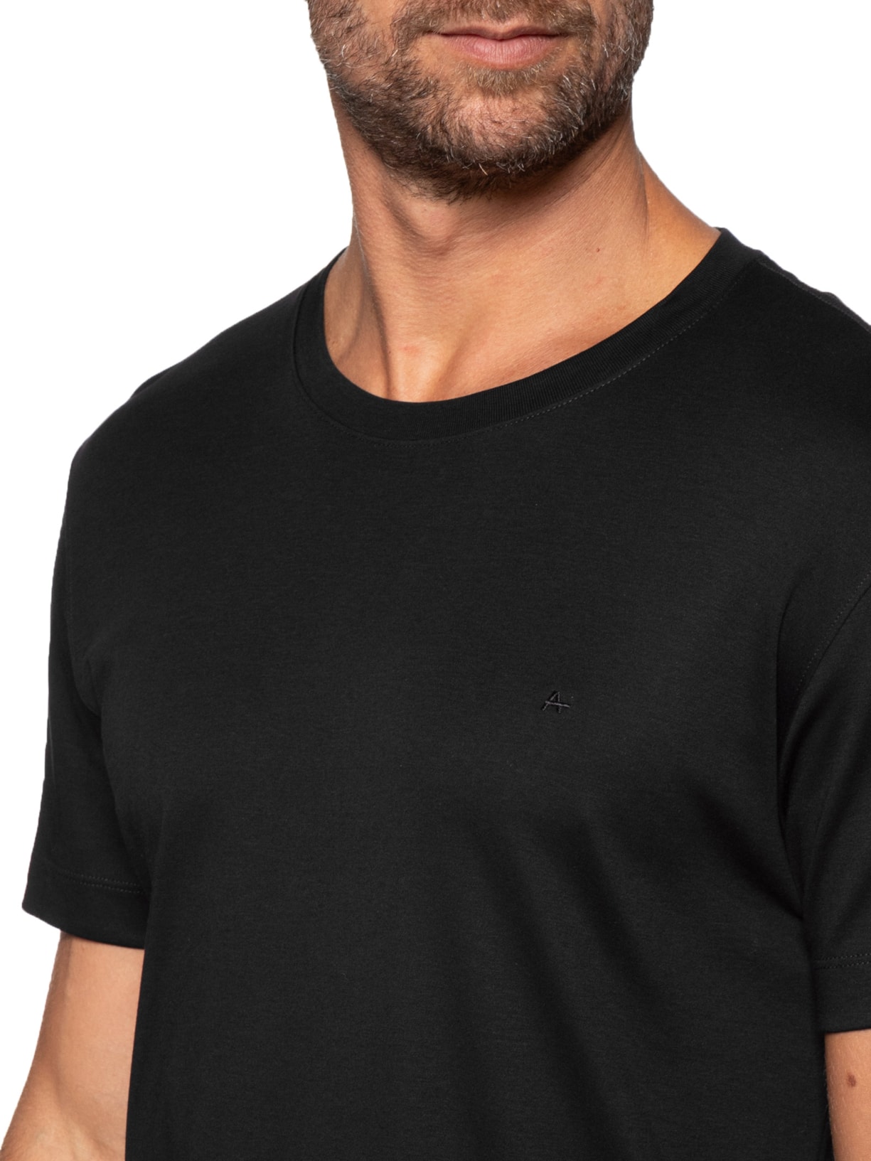 Camiseta Masculina Interlock Em Algodão Pima Preto Aramis