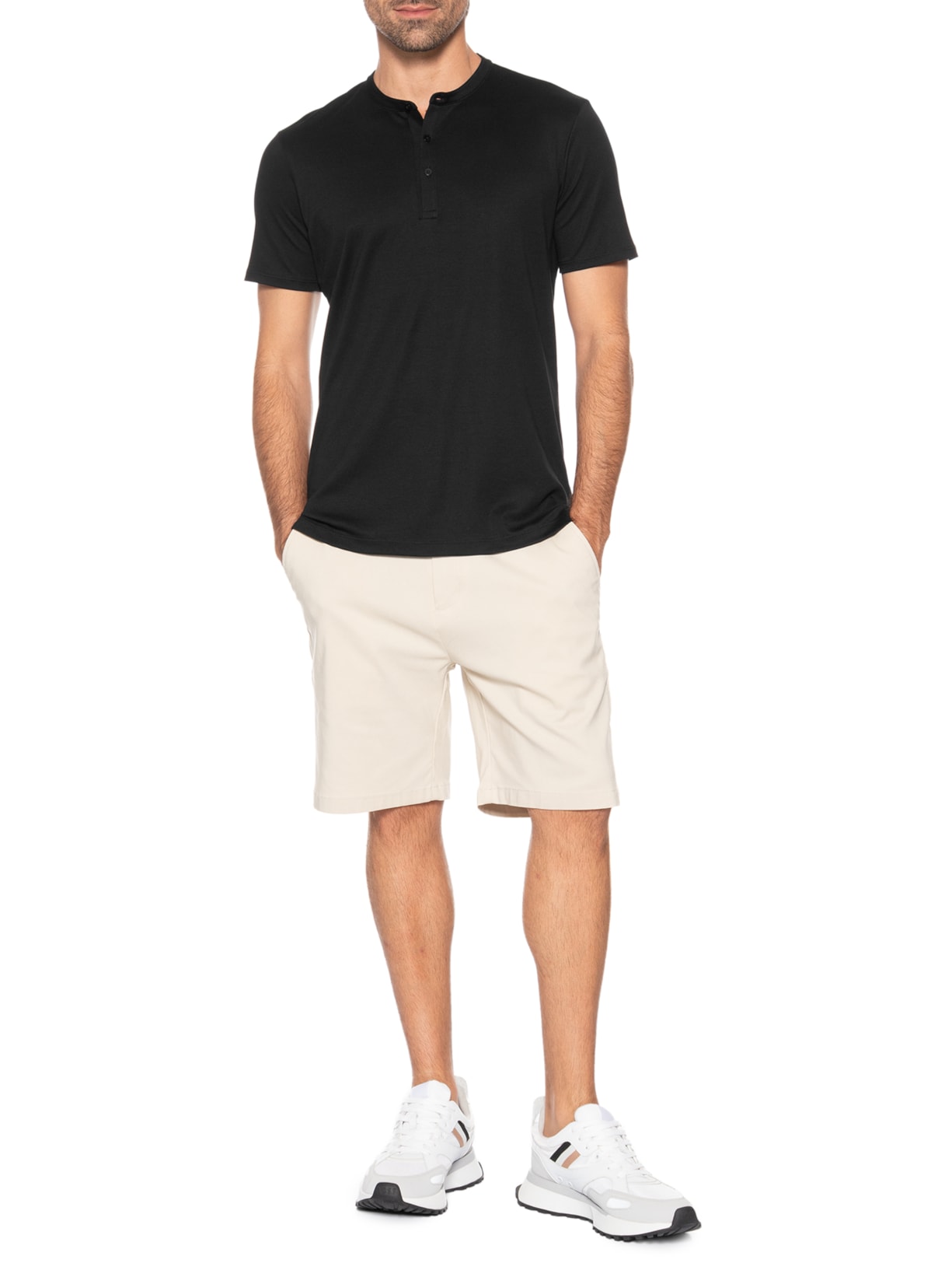 Camiseta Masculina Interlock Fio 50 Gola Mão Preto Ricardo Almeida