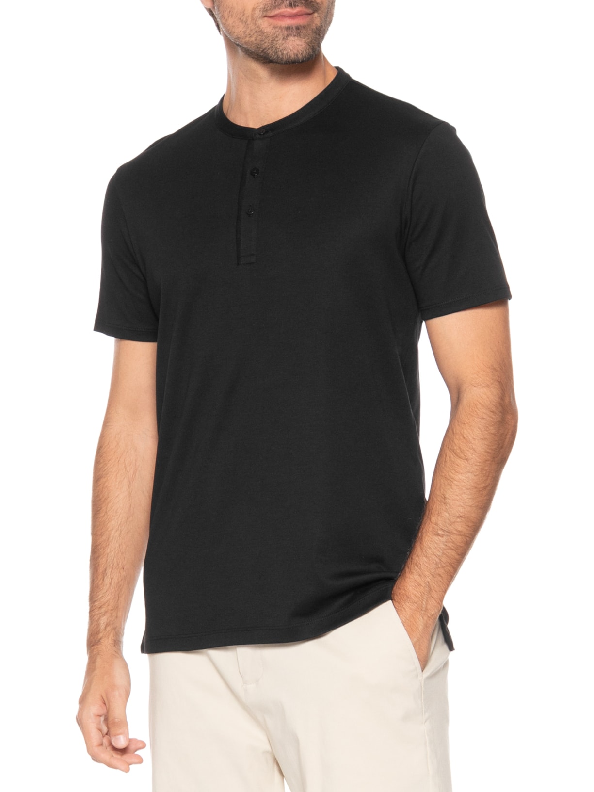 Camiseta Masculina Interlock Fio 50 Gola Mão Preto Ricardo Almeida