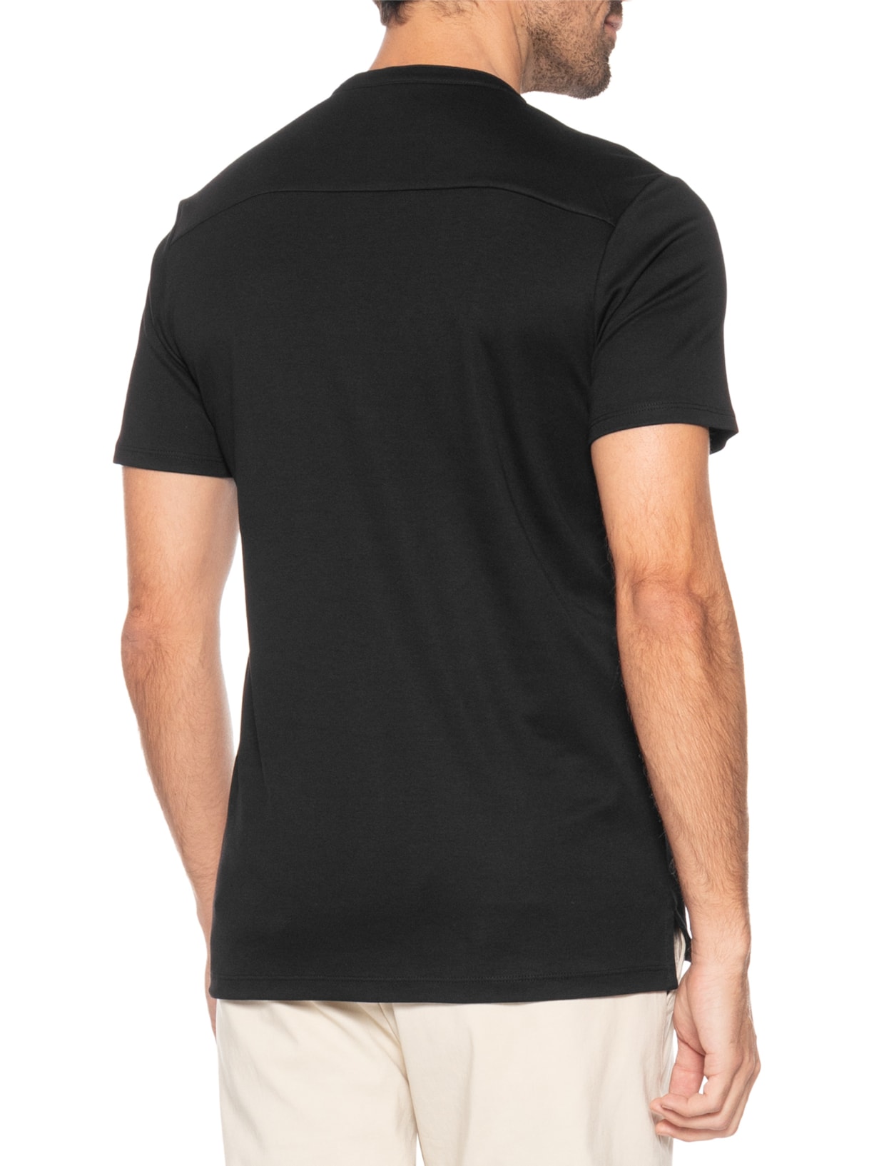 Camiseta Masculina Interlock Fio 50 Gola Mão Preto Ricardo Almeida