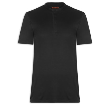 Camiseta Masculina Interlock Fio 50 Gola Mão - Preto
