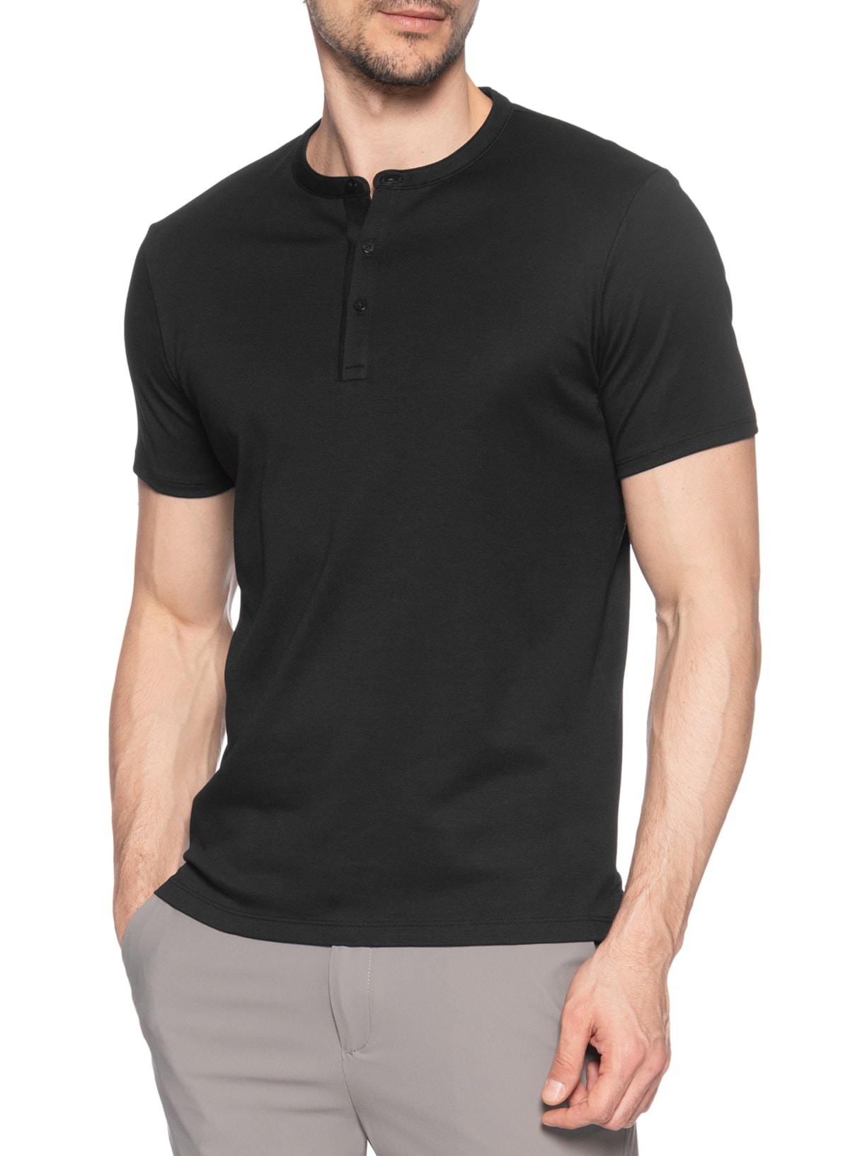Camiseta Masculina Interlock Fio 50 Gola Mão Preto Ricardo Almeida