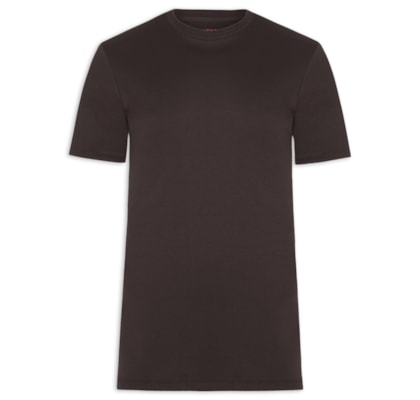 Camiseta Masculina Interlock Fio 50 Gola - Marrom