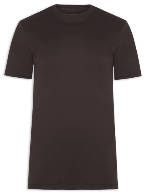 Camiseta Masculina Interlock Fio 50 Gola - Marrom