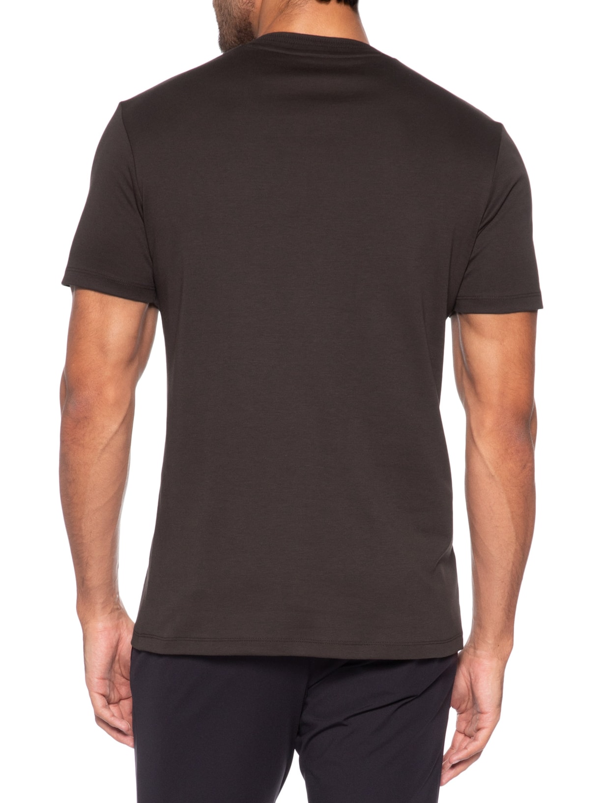 Camiseta Masculina Interlock Fio 50 Gola Marrom Ricardo Almeida