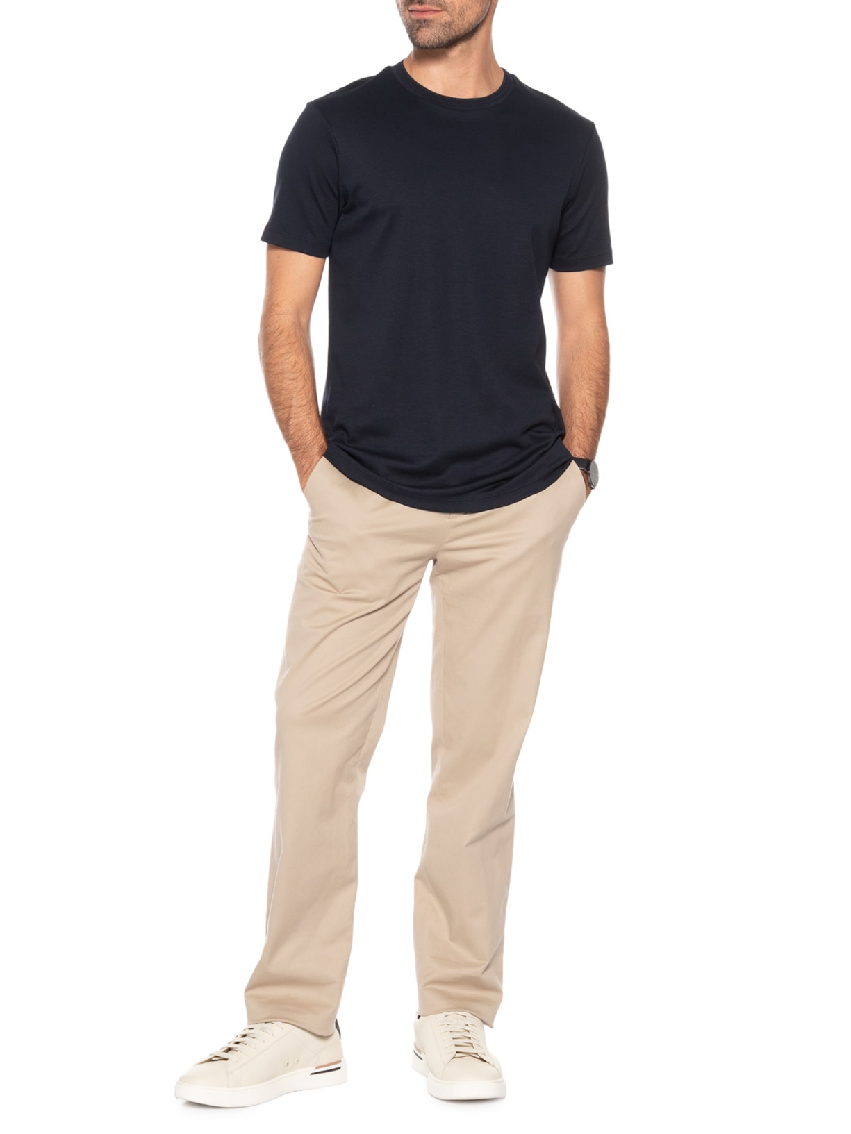 Camiseta Masculina Interlock Fio 50 Gola Trabalhada Azul Ricardo Almeida